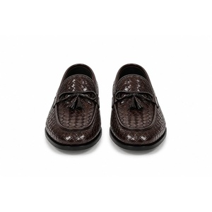 Mocassins en cuir véritable respirants pour hommes LEATHER STUDIO, à bout pointu, semelle en caoutchouc, logo embossé, chaussures élégantes à pampilles – Vente en gros - Product Image 1