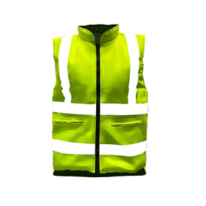 Gilet de sécurité multi-poches à fermeture éclair en polyester fluorescent certifié CE, coupe-vent, réfléchissant, pour travaux de construction - Product Image 3