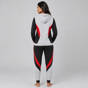 Ensemble de survêtement athlétique pour femmes, deux pièces, avec veste zippée et pantalon de jogging pour un confort quotidien, survêtement pour femmes sur mesure - Product Image 4