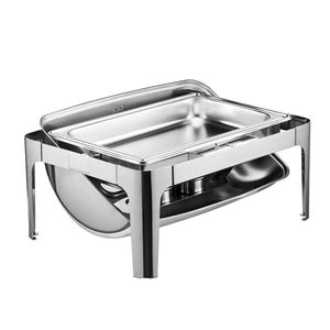 Chauffe-plat rectangulaire en acier inoxydable de 9 litres avec couvercle roulant et contrôle automatique de la température - Product Image 5