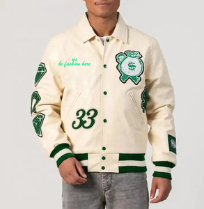 2026 New Custom Out Wear Embroidery <b>Men</b> <b>Bomber</b> Chenille Embroidery <b>Varsity</b> <b>Jackets</b> Color Button up university <b>Jacket</b> for <b>Men's</b> - Product Image 2
