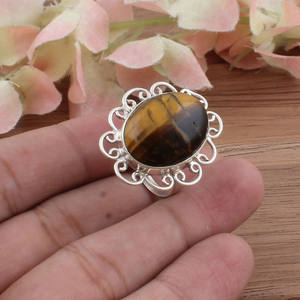 Wholesale Natural Tiger Eye Women's 925 Sterling Silver Bezel Setting Signet <b>Ring</b> Handcrafted Brown Gemstone <b>Biker</b> Protection - Product Image 4