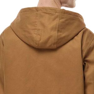 Men's Hooded Canvas Workwear Jacket Heavy Duty <b>Winter</b> <b>Coat</b> Lined Durable Outdoor Construction Utility Front Custom OEM ODM - Product Image 4