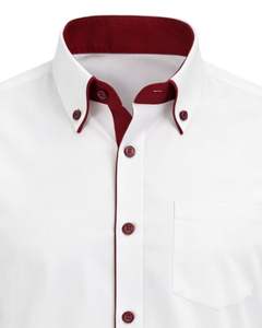 Camisa de Vestir Blanca para Hombre, Corte Entallado, Manga Larga, Cierre de Botones, Ribete en Contraste, Formal, Informal, para Oficina, Mezcla de Algodón, OEM, ODM, Logotipo Personalizado - Product Image 5