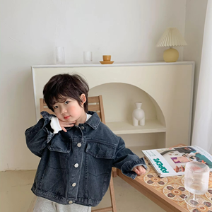 Veste en jean pour bébé et enfant, coupe ample, manches longues, ouverte sur le devant, style cardigan, printemps-automne - Product Image 1