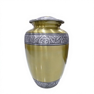 Urne funéraire dorée pour cendres humaines, urne en étain gravée pour adulte avec finition élégante artisanale de qualité supérieure, 10 pouces, dorée - Product Image 1