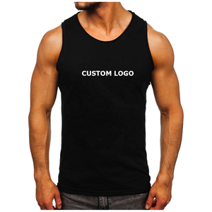 Men's Workout Bodybuilding Muscle OEM Customizable Logo Cut Off Solid Color Shirt Sleeveless Gym <b>Tank</b> <b>Tops</b> Vest with puff print - Product Image 1