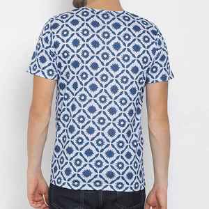 T-shirt en coton à col rond et manches courtes pour homme, imprimé géométrique, coupe classique, haut décontracté tissé, hauts pour homme, t-shirts pour homme - Product Image 4