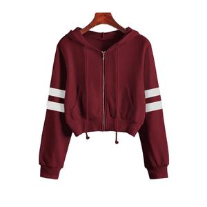 Sweat-shirt à capuche court pour femme, uni, à lacets, avec cordon de serrage, manches longues - Product Image 5