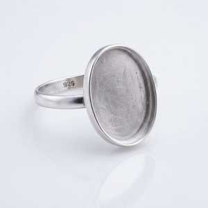 925 Sterling Silver Oval Blank Ring Semi Mount Bezel Setting for Oval Cabochon Gemstones <b>Keepsake</b> Breastmilk Resin Wholesale DIY - Product Image 2