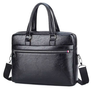 Bolsa de Viaje y para Portátil de Piel Sintética PU Personalizada - Negra y Marrón, para Hombre y Mujer, Elegante - Product Image 1