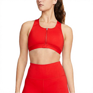 Soutien-gorge de sport ROLEIN grande taille respirant rose à col halter en U avec dentelle et fermeture éclair sur le devant, maintien élevé et compression, idéal pour le yoga et l'entraînement, ajustement sans coutures - Product Image 2