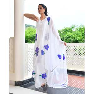 Ensemble de costume en mousseline de soie florale bleue suisse - Taille XS - Product Image 1