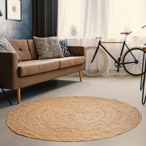 Hausattire Tapis rond en rotin couleur naturelle pliable, emballage compact, écologique, résistant aux taches, capacité jusqu'à 1L, usage quotidien - Product Image 4