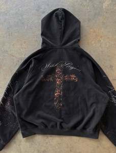 Custom Women Cropped Full Zip Hoodie Minimal Graphic Embellishment Sleeve Script Detail Premium Streetwear Soft Cotton Hoodies - Product Image 3
