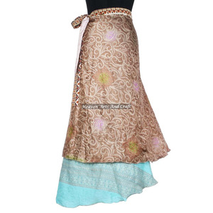 Compre en Línea Faldas Cruzadas de 2 Capas Reversibles, Sari de Seda Mágica, Falda Larga Cruzada, Pareo de Seda, Sarong de Playa, Falda Larga Cruzada Elegante - Product Image 6