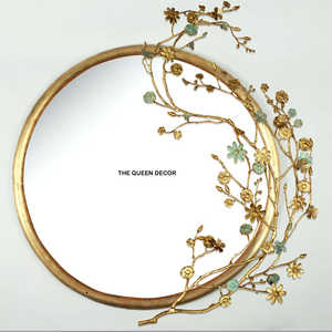 Miroir mural de table décoratif de haute qualité, design feuillage doré, élégant et magnifique, à prix avantageux - Product Image 1