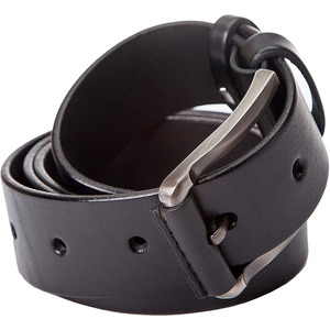 Cinturón de Cuero Genuino Negro para Hombre, Formal, Color Sólido, Hebilla de Acero, Estilo Moldeado de una Pieza, Duradero - Product Image 4