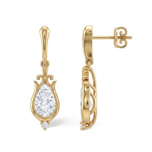 9K Yellow Gold 1.27 CTW Pear Cut Lab Grown <b>Diamond</b> <b>Dangle</b> Drop <b>Earrings</b> Vintage Fine Jewelry Wholesale OEM - Product Image 4