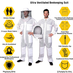 Traje de Apicultura Blanco para Hombre con Capucha de Malla, Overol de Trabajo de Algodón, Equipo de Protección de Seguridad - Product Image 6