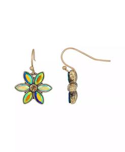 Boucles d'oreilles en forme de fleur en verre bleu irisé AB |   2028 - Product Image 1