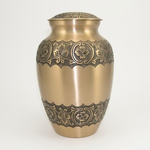 Handcrafted Solid Brass Pet Cremation Urn with Gold Paw Prints Pewter <b>Memorial</b> <b>Vase</b> for Dog and Cat Ashes with Lid On Sale - Product Image 2