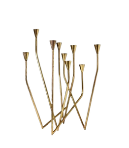 Support de bougie artisanal en métal de forme personnalisée fini or, décoration de Noël, porte-bougie moderne - Product Image 3