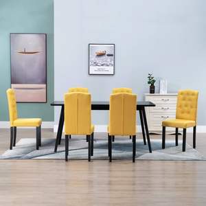 6pcs Yellow Fabric <b>Dining</b> <b>Chairs</b> - Product Image 1