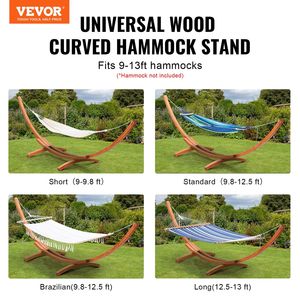 Universal 2-Person Wooden <b>Hammock</b> Stand Larch Wood Arc Adjustable 475 Lbs Capacity Fits 9-13 ft <b>Hammocks</b> - Product Image 2