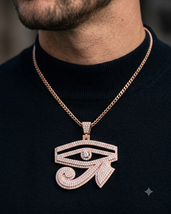 Pendentif unisexe en argent 925 plaqué or, motif Hamsa, Œil d'Horus, chrétien, serti de moissanite et de diamants, tendance, pour soirée, avec breloques - Product Image 2