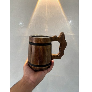 Handmade Wooden Beer Tankard Viking Mug Rustic Wooden <b>Drinkware</b> - Product Image 1