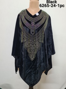 Ponchos en velours uni avec travail Swasrosvki, style bohème long pour femmes, toutes saisons - Product Image 4