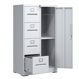 Metal Vertical <b>Storage</b> <b>File</b> Cabinet with Lock Steel 4-Drawer 1-Door Locker for School Living Room Bedroom - Product Image 1