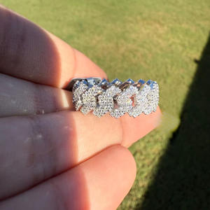 Anillo de Moissanita con Eslabones Cubanos, Chapado en Rodio, Engaste de Garras, Plata de Ley 925 Sólida, Joyería Hip Hop para Hombre, Anillo de Huesca, Regalo Brillante - Product Image 2