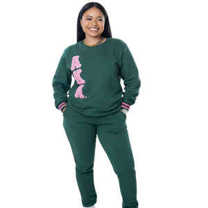   Conjunto Deportivo Verde para Mujer, Dos Piezas, Sudadera Informal y Pantalones Deportivos, Conjunto para Descansar, Ropa Deportiva Cómoda - Product Image 1