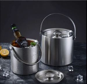 Wall Stainless Steel Party Wine Vintage Champagne Ice <b>Buckets</b> <b>with</b> <b>Lid</b> and Handle Wall Stainless Steel Party Wine Vintage Champa - Product Image 1