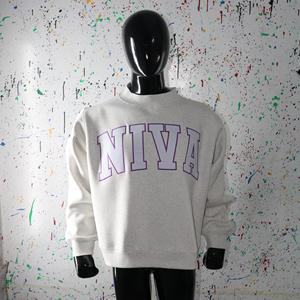 Sweat-shirt à col montant NIVA ASH GREY 100% BLANC avec broderie appliquée, col large, URBAN PRODUCTIONS - Product Image 1