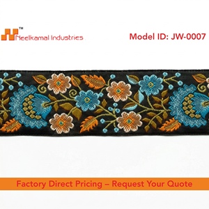 Ruban Jacquard Floral Multicolore 50mm en Gros, Anti-rétrécissement, 100% Polyester, Bordure Brodé Tissé pour Sarees et Cadeaux - Product Image 4