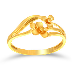 Bague double fleur en or, élégante bague plaquée or à double fleur pour femmes, design floral délicat, bijoux de mode - Product Image 1