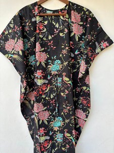 Nuevo Kaftán Naaz Textile con Estampado Animal, Cuello en V, Cordón Ajustable, Manga Corta, Corte Evase, Estilo Indio, 100% Algodón Suave, con Encaje, para Mujer - Product Image 5