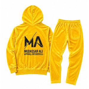 Ensemble de survêtement jaune à capuche Mudassar Ali Apparel Enterprises, 100% polyester, 350 g/m², fermeture éclair intégrale, poche avant - Product Image 2