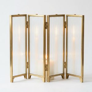 Handmade 24 cm <b>Brass</b> Glass Candle <b>Lantern</b> Brushed <b>Brass</b> Screen Folds Flat Concertina Optic Screen for Home Decor Hotel Wedding - Product Image 1