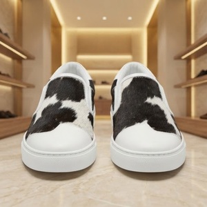 Cow Print Fur <b>Slip</b>-<b>On</b> Sneakers Round Toe Cushioned Rubber Outsole EVA Midsole All Seasons Canvas Lining - Product Image 5