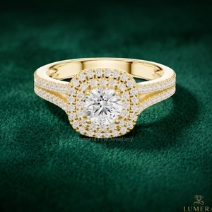 Anillo de Halo Redondo con Diamante Cultivado en Laboratorio, Corte Princesa, de Lujo, Chapado en Oro de 9K, 10K, 14K, 18K, Certificado por IGI, Regalo de Aniversario para Mujer - Product Image 1