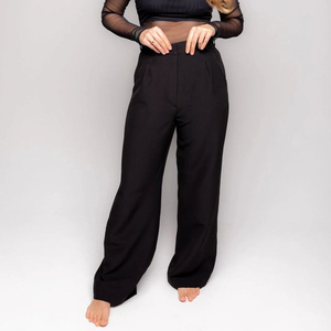 Pantalones de Lino de Cintura Alta para Mujer, Estilo Casual, con Cordón Ajustable, Logotipo Personalizable, Pierna Ancha, Pantalones Largos Holgados - Product Image 1