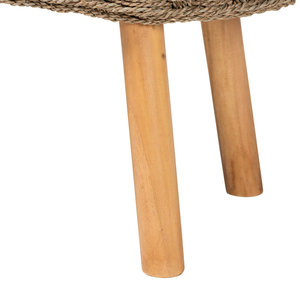 Banquette d'appoint bohème moderne en jonc de mer naturel et bois d'acacia pour salon - Product Image 5