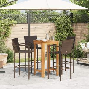 Set da Bar per Esterni in 5 Pezzi, Legno Massello di Acacia e Rattan Sintetico, Elegante Arredamento da Giardino - Product Image 3