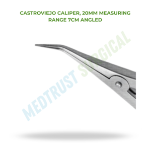 Calibre Castroviejo, instrument de mesure chirurgical, portée 20 mm, 7 cm, outil ophtalmique en acier inoxydable angulaire - Product Image 2
