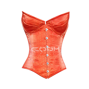 Conjunto de 2 Piezas Personalizado Sublimado con Estampado de Cocodrilo Naranja: Top Corsé de Moda con Cintura Ajustada y Leggings a Juego - Product Image 4