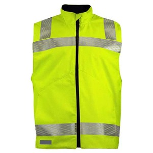 Gilet de travail réfléchissant jaune vert fluorescent haute visibilité sans manches avec fermeture éclair sur le devant - Product Image 4